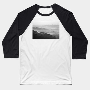 Mist above Borobudur as viewed from Setumbu hill, Java island, Indonesia Baseball T-Shirt